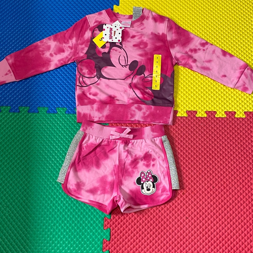 Girl Minnie Mouse sweatshirt matching set size 5